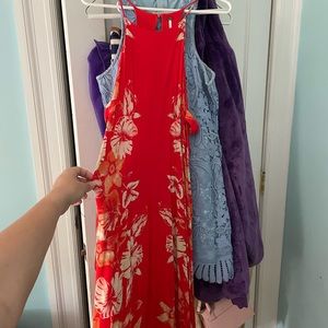 Red free people floral maxi dress